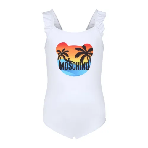 Moschino , White Ruffled Back One-Piece Swimsuit ,White female, Sizes: