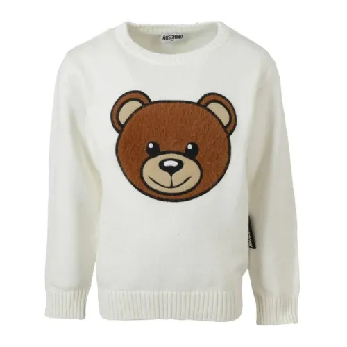 Moschino , White Sweater with Maxi Patch Teddy ,White male, Sizes: