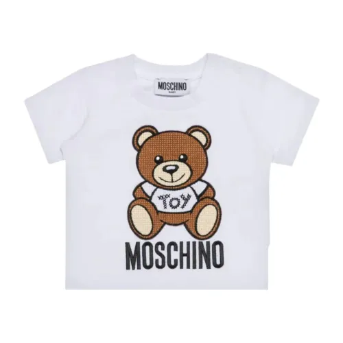 Moschino , White Teddy Embroidered T-shirt ,White male, Sizes: