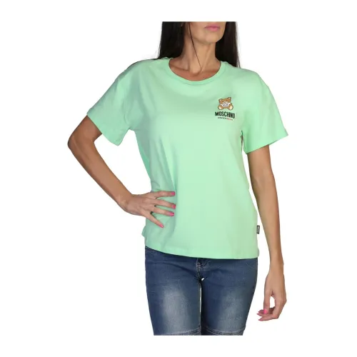 Moschino , Womens Logo Print T-Shirt ,Green female, Sizes: