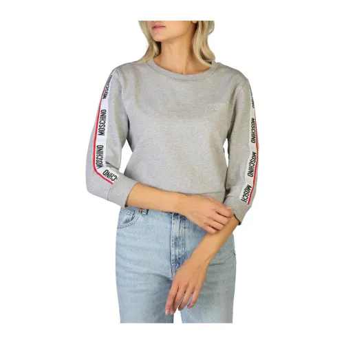 Moschino , Womens Long Sleeve Cotton Sweatshirt ,Gray female, Sizes: