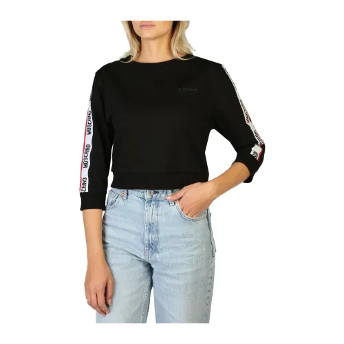 Moschino , Womens Solid Colour Cotton Sweatshirt ,Black female, Sizes: