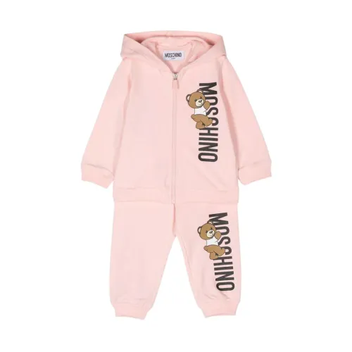 Moschino , Zip Hoodie and Joggers Set ,Pink unisex, Sizes: