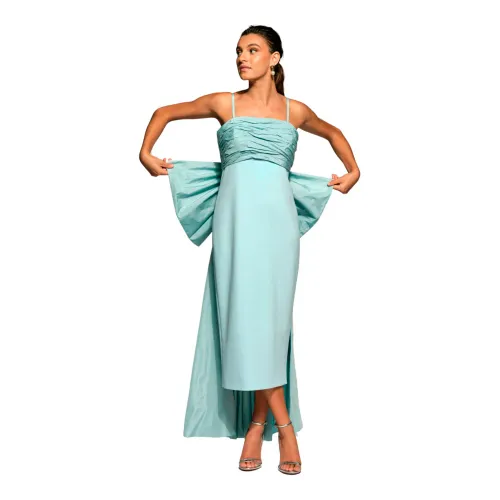 Moskada , Blue Midi Dress with Draped Detail ,Blue female, Sizes:
