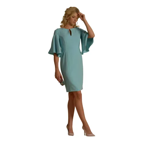 Moskada , Elegant Short Crepe Dress - Celeste ,Blue female, Sizes:
