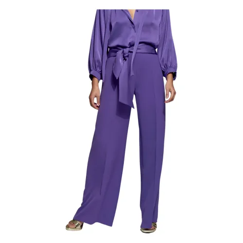 Moskada , Wide Leg High Waist Purple Dress Pants ,Purple female, Sizes: