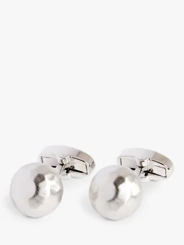 Moss Brushed Dome Cufflinks, Silver - Silver - Male