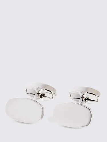 Moss Brushed Squoval Cufflinks, Silver - Silver - Male