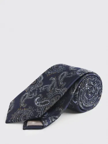 Moss Paisley Print Silk Tie - Blue/Multi - Male
