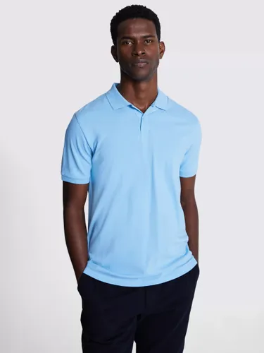 Moss Pique Short Sleeve Polo Shirt - Blue - Male