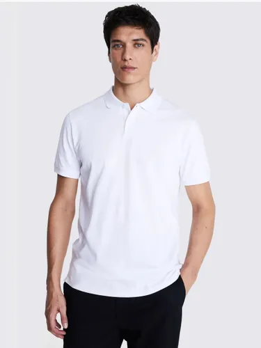 Moss Pique Short Sleeve Polo Shirt - White - Male