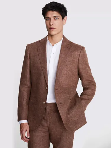 Moss Tailored Fit Check Linen Suit Jacket, Copper - Copper - Male