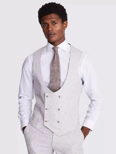 Moss Tailored Fit Houndstooth Waistcoat, Taupe/White - Taupe/White - Male