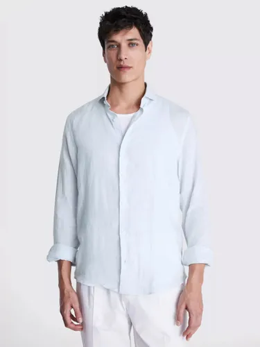 Moss Tailored Fit Linen Long Sleeve Shirt - Sky Blue - Male