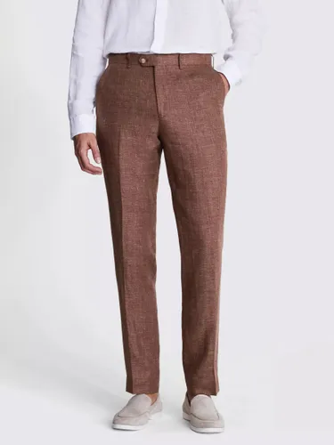 Moss Tailored Fit Linen Trousers - Brown - Male