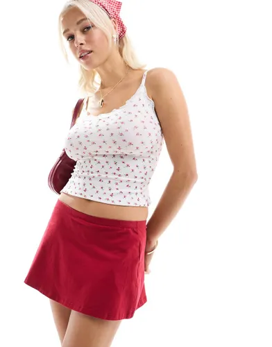 Motel nidya a-line jersey mini skirt in red