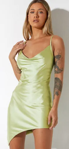 Motel Nile Green Batri Satin Dress