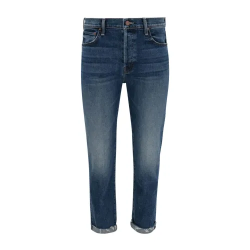 Mother , Scrapper Raw-Cut Indigo Blue Jeans ,Blue female, Sizes:
