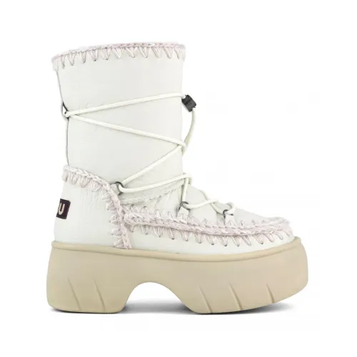 Mou , Chunky lace-up Boots ,White female, Sizes: