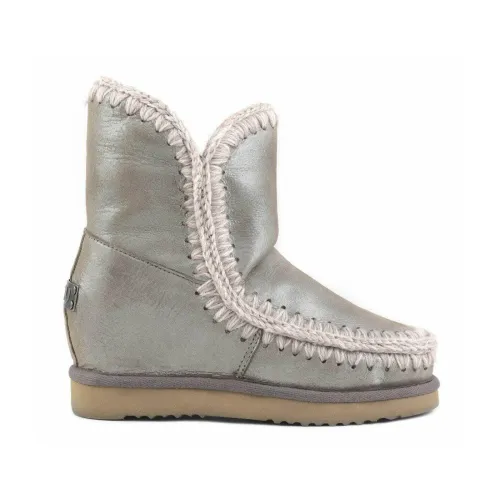 Mou , Eskimo Short Wedge Boots - Elephant Grey ,Gray female, Sizes: