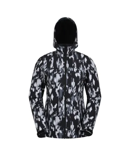 Mountain Warehouse Womens/Ladies Exodus Patterned Water Resistant Soft Shell Jacket (Jet Black)