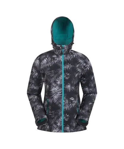 Mountain Warehouse Womens/Ladies Exodus Tropical Leaves Water Resistant Soft Shell Jacket (Blue)