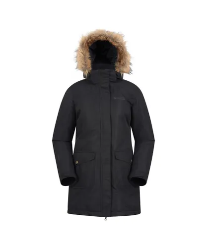 Mountain Warehouse Womens/Ladies Tarka II Long Padded Jacket (Black) - Black/Brown