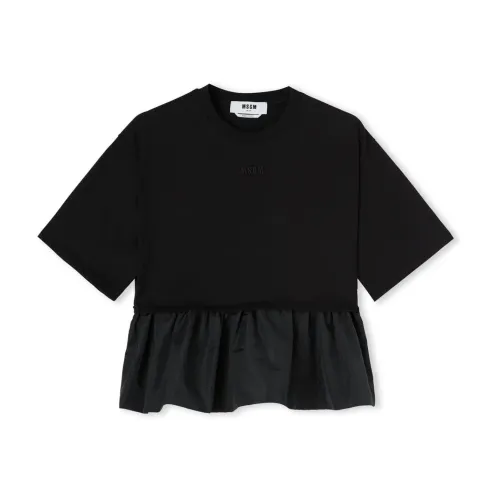 Msgm , Black cotton t-shirt ,Black female, Sizes: