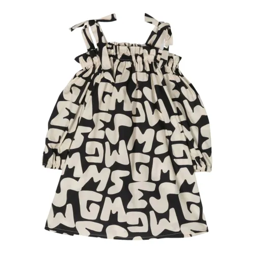 Msgm , Black/White Logo Print Dress ,Multicolor female, Sizes: