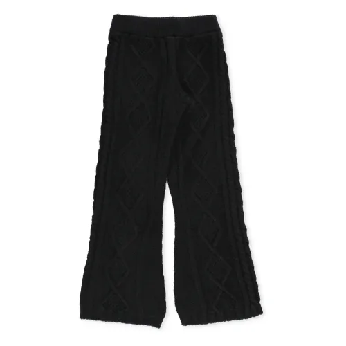 Msgm , Black Wool Blend Trousers for Girls ,Black female, Sizes: