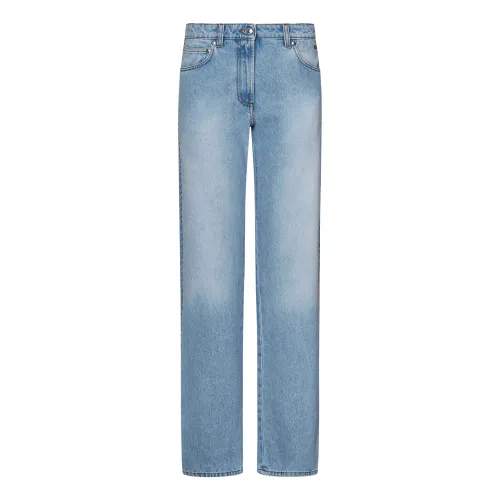 Msgm , Blue Cotton Denim Jeans with Trim ,Blue female, Sizes: