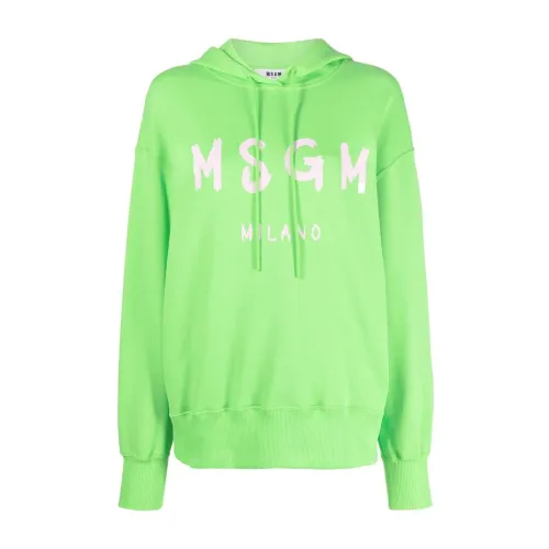 Msgm , Copy of Logo-print detail hoodie ,Green female, Sizes: