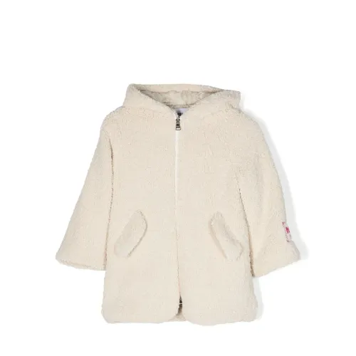 Msgm , Cream Faux-Shearling Hooded Jacket ,Beige female, Sizes: