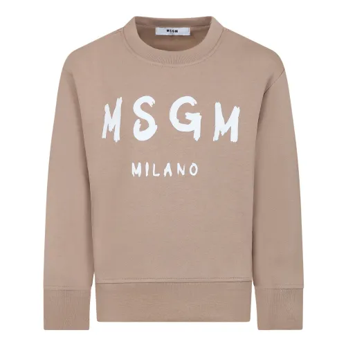 Msgm , F3Msjusw022 015 Round Neck Sweatshirts ,Beige male, Sizes: