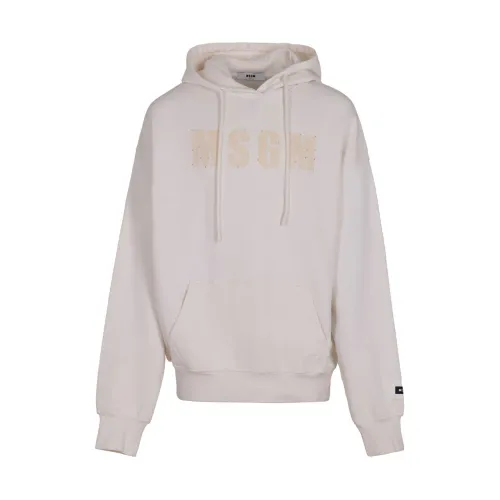 Msgm , Fashionable and Comfortable Kids Hoodie ,Beige male, Sizes: