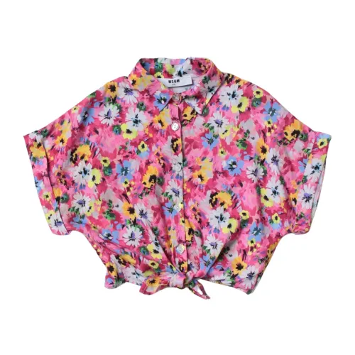 Msgm , Floral Print Cropped Shirt ,Multicolor female, Sizes: