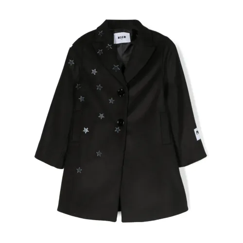Msgm , Girls Clothing Jackets Coats Black Aw23 ,Black female, Sizes: