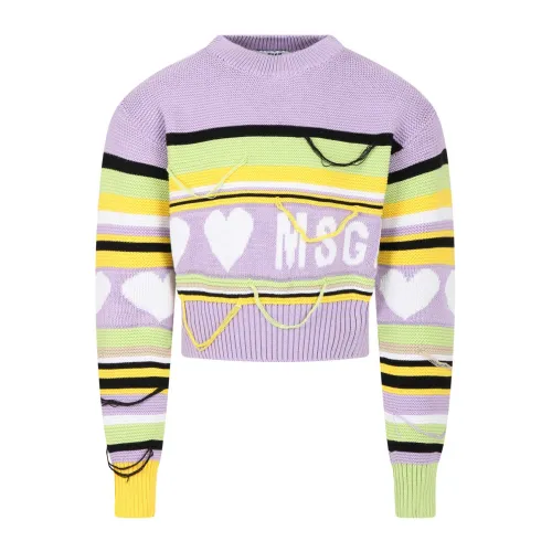 Msgm , Kids Sweater ,Purple female, Sizes: