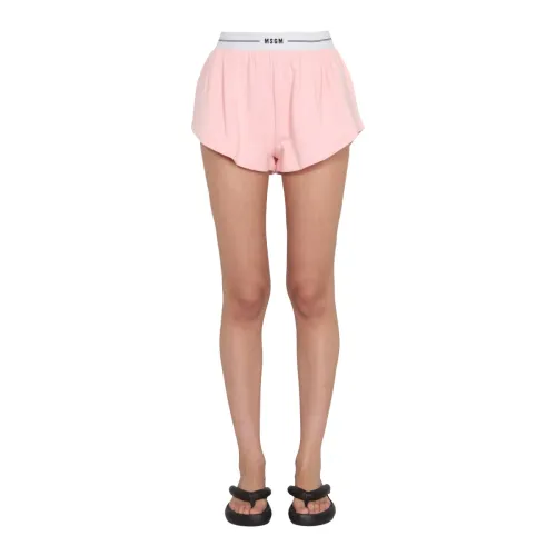 Msgm , Logo Band Shorts ,Pink female, Sizes: