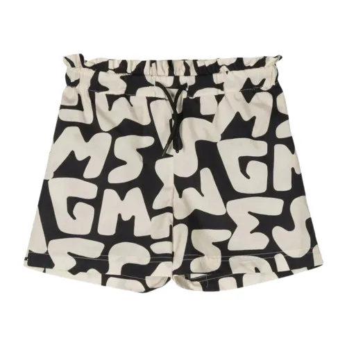 Msgm , Logo Print Kids Shorts ,Black female, Sizes: