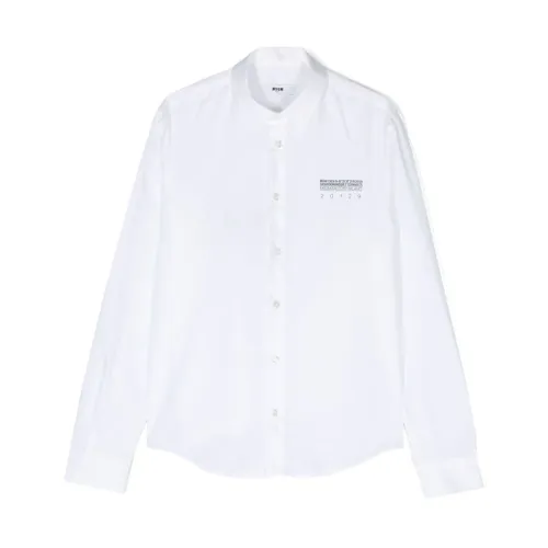 Msgm , Logo Print White Shirt ,White male, Sizes:
