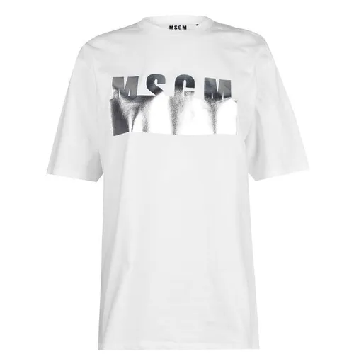 MSGM Metallic Logo T Shirt - White