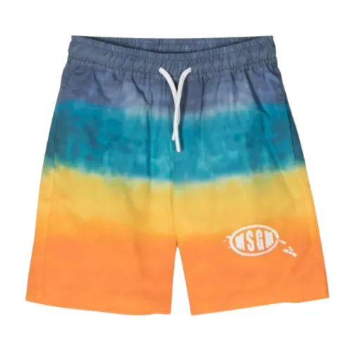 Msgm , Multicolour Bermuda Shorts with Logo Print ,Multicolor male, Sizes: