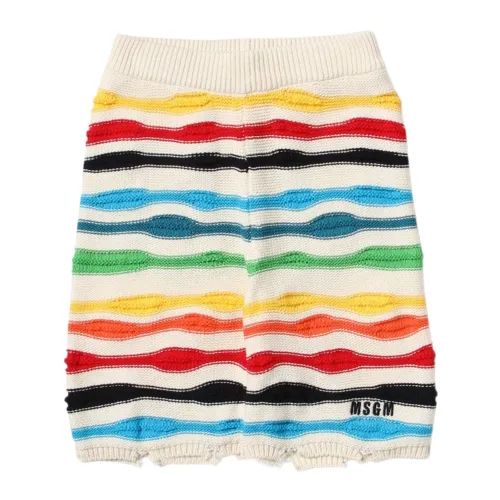 Msgm , Multicolour Striped Knit Shorts ,Multicolor female, Sizes: