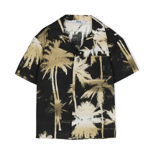 Msgm , Palm Print Brown Shirt ,Multicolor male, Sizes: