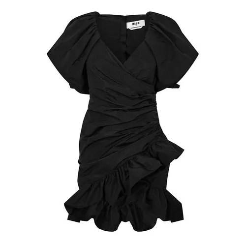 MSGM Puff Sleeve Wrap Dress - Black