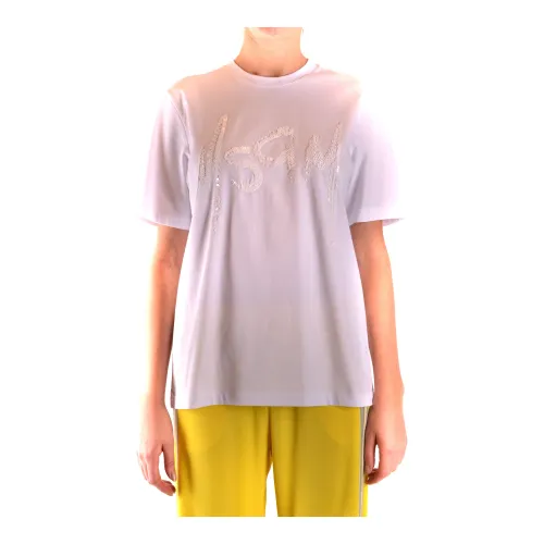 Msgm , Short Sleeves T-shirt ,White female, Sizes:
