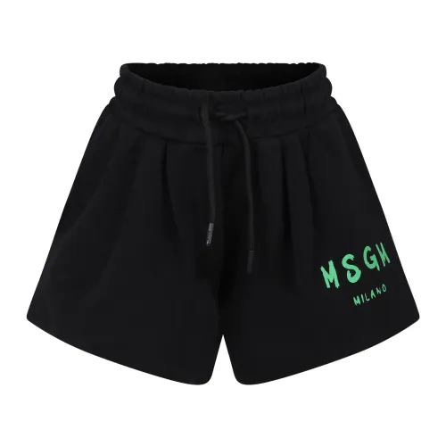 Msgm , Sporty Black Cotton Shorts ,Black female, Sizes:
