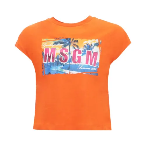 Msgm , T-Shirt ,Orange female, Sizes: