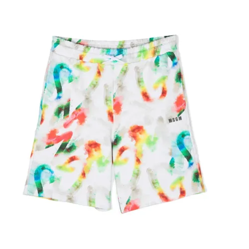Msgm , Watercolor Print Shorts ,Multicolor male, Sizes:
